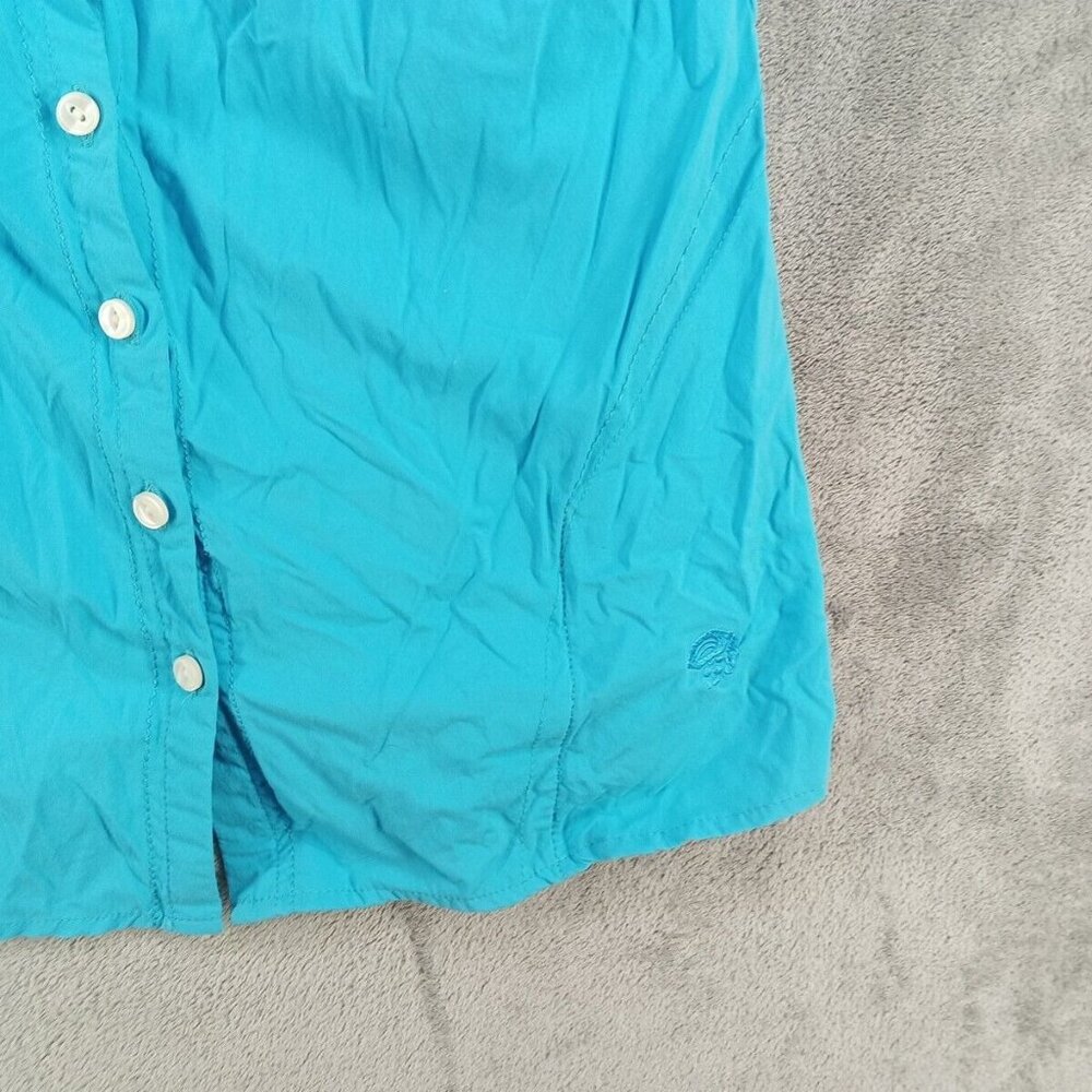 MOUNTAIN HARDWARE  Shirt Size 8 Neck Protection Sleeve Pocket Armpit Vent Blue - Picture 6 of 13
